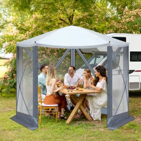 10X10ft Light Gray And Dark Gray Contrasting Pentagonal Automatic Folding Tent