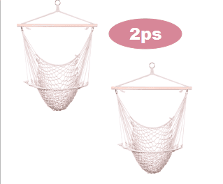 2pcs Indoor Outdoor Garden Cotton Hanging Rope Air/Sky Chair Swing Beige Hammocks  YJ - Beige
