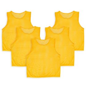 5Pcs Mesh Scrimmage Vests Soccer Basketball Team Training Pinnies Jerseys Shirt Adult Plus Size (Option: Yellow_Adultplus)
