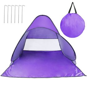 1Pc 2-3Person Beach Tent With Net Window Storage Bag 64.96 X 59.06 X 43.31in Anti-UV Automatic Waterproof For Outdoor Beach Camping Fishing Park Lake (Color: Purple)