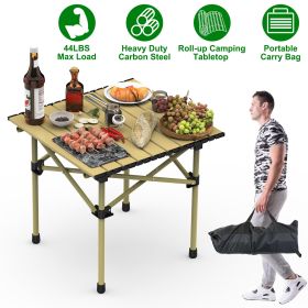 1Pc S Or L Size Options Folding Camping Table Portable Lightweight Carbon Steel Roll-up Picnic BBQ Desk With Carry Bag Heavy Duty For Outdoor Beach Ba (Option: S 51x53CM)