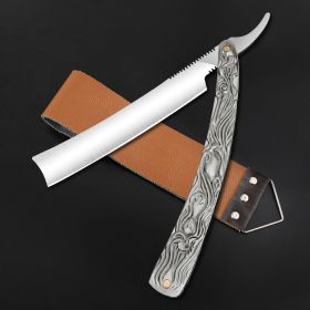 Professional Barbershop Shaver Stainless Steel Shaver Folding Shaving Rack with Wiping Cloth Shaving Knife Barber Tool (Color: 151GD)