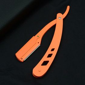 Men Shaving Barber Tools Hair Razor and Blades Antique Black Folding Shaving Knife Unisex Hair Removal (Without Blade) (Color: Orange)