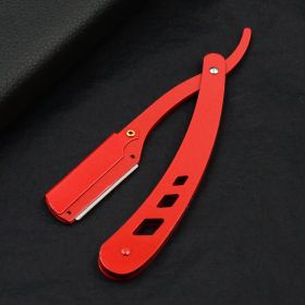 Men Shaving Barber Tools Hair Razor and Blades Antique Black Folding Shaving Knife Unisex Hair Removal (Without Blade) (Color: Red)