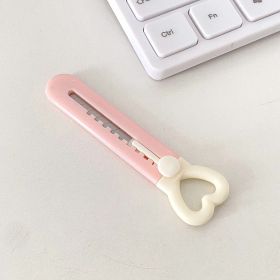 1pc Cute Mini Love Heart Utility Knife, Paper Cutter, Art Knife, Box Cutter, School, Office Supply, Cutting Tool, Student Stationery, Gift (Color: pink)