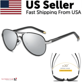 suMens Polarized Pilot Sunglasses Outdoor Driving UV400 Sun Glasses Sport Eyewear (Frame Style: Style 2 - Black W/ Silver Lens)