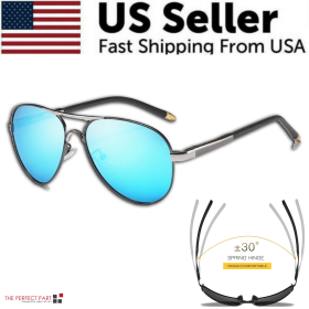 suMens Polarized Pilot Sunglasses Outdoor Driving UV400 Sun Glasses Sport Eyewear (Frame Style: Style 2 - Black W/ Blue Lens)