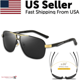 suMens Polarized Pilot Sunglasses Outdoor Driving UV400 Sun Glasses Sport Eyewear (Frame Style: Style 1 - Gold W/ Black Lens)