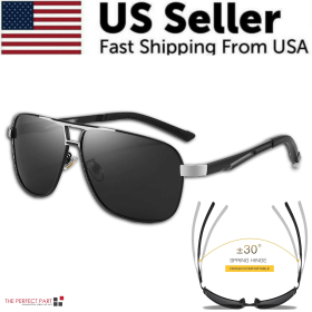 suMens Polarized Pilot Sunglasses Outdoor Driving UV400 Sun Glasses Sport Eyewear (Frame Style: Style 1 - Silver W/ Black Lens)