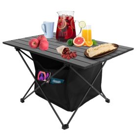 1Pc Foldable Camping Table With Storage Basket Rustproof Portable Aluminum Alloy Roll-Up Camping Table With Carrying Bag For Camping Hiking BBQ Picnic (Option: M Size)